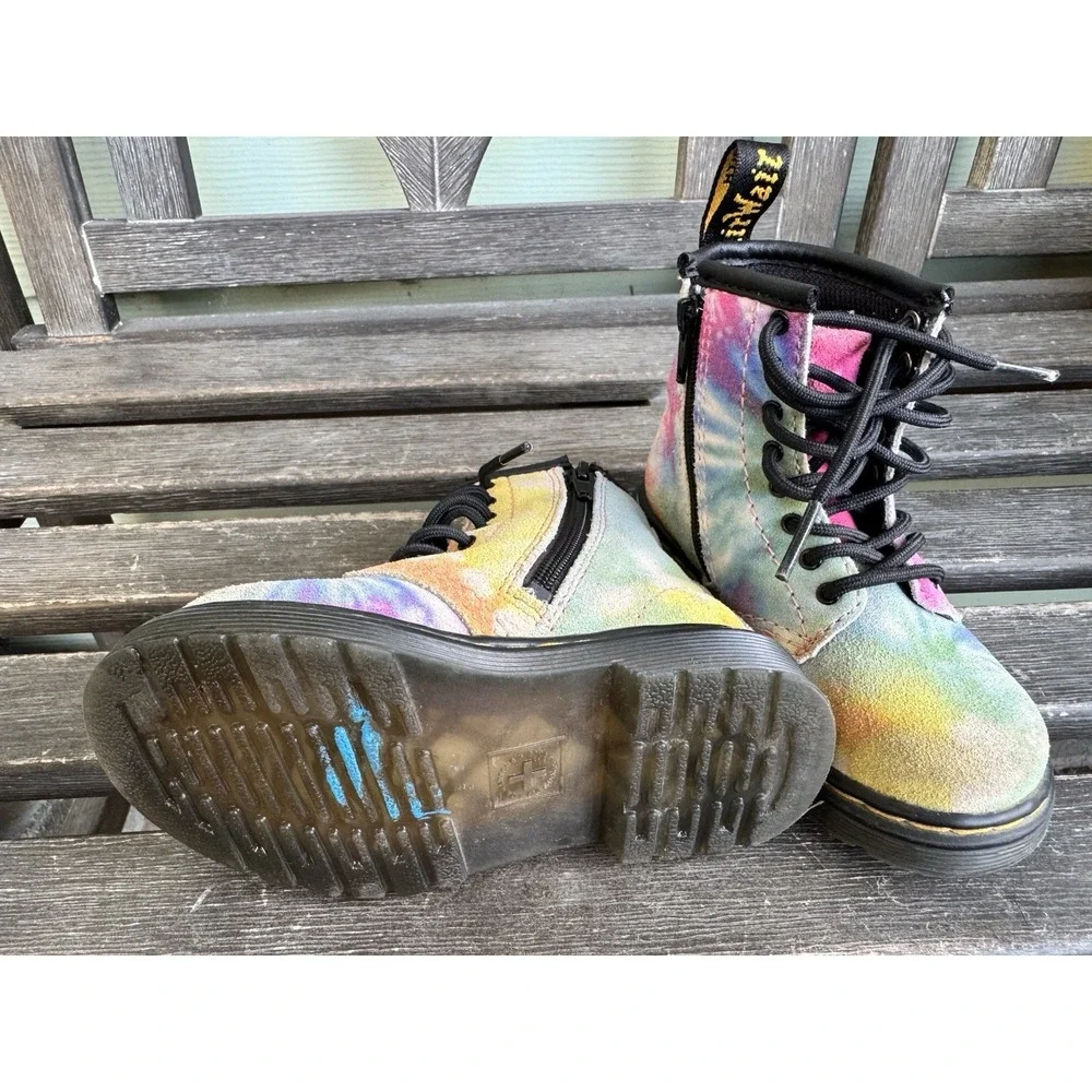 Dr Martens Air Wair 1460T Tie-Dye Multicolor Classic Combat Boots Toddler Size 7